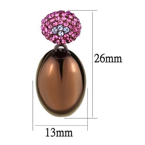 TK2787 - IP Coffee light Stainless Steel Earrings with Top Grade Crystal  in Multi Color-1