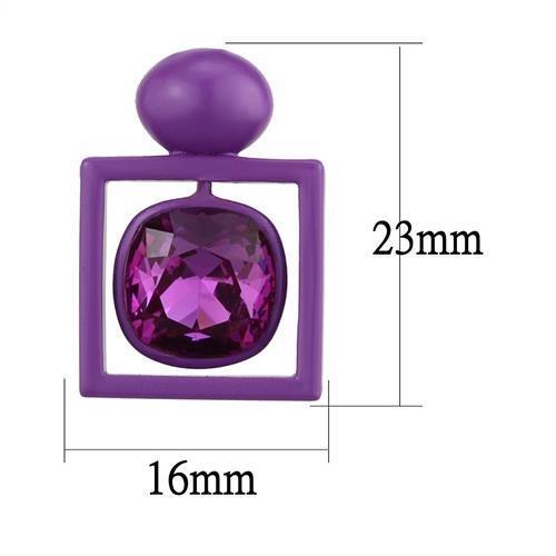 TK2789 - No Plating Stainless Steel Earrings with Top Grade Crystal  in Fuchsia-1