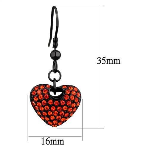 TK2790 - IP Black(Ion Plating) Stainless Steel Earrings with Top Grade Crystal  in Orange-1