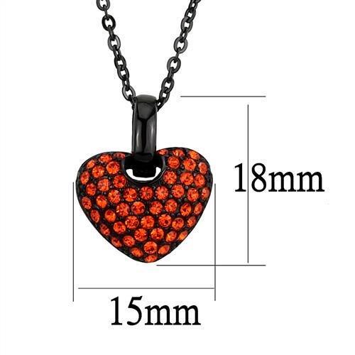 TK2791 - IP Black(Ion Plating) Stainless Steel Chain Pendant with Top Grade Crystal  in Orange-1
