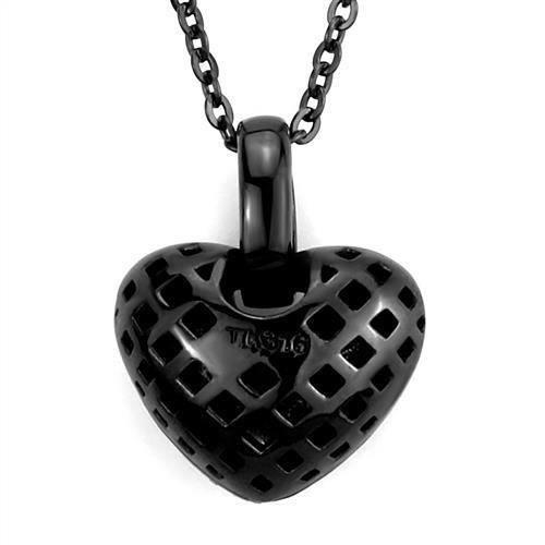 TK2791 - IP Black(Ion Plating) Stainless Steel Chain Pendant with Top Grade Crystal  in Orange-2