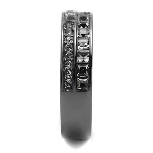 TK2799 - IP Light Black  (IP Gun) Stainless Steel Ring with Top Grade Crystal  in Black Diamond-3