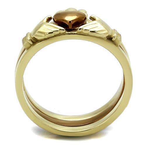 TK2801 - IP Gold & IP Light Brown (IP Light coffee) Stainless Steel Ring with No Stone-2