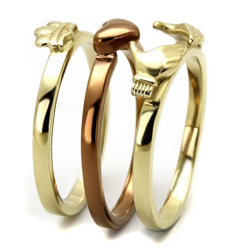 TK2801 - IP Gold & IP Light Brown (IP Light coffee) Stainless Steel Ring with No Stone-3