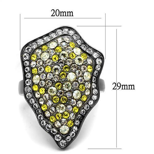 TK2805 - IP Light Black  (IP Gun) Stainless Steel Ring with Top Grade Crystal  in Multi Color-1