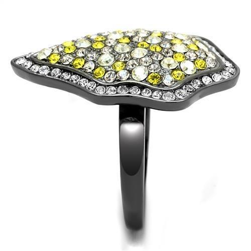 TK2805 - IP Light Black  (IP Gun) Stainless Steel Ring with Top Grade Crystal  in Multi Color-3