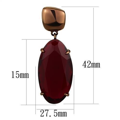 TK2818 - IP Coffee light Stainless Steel Earrings with Synthetic Synthetic Glass in Siam-1