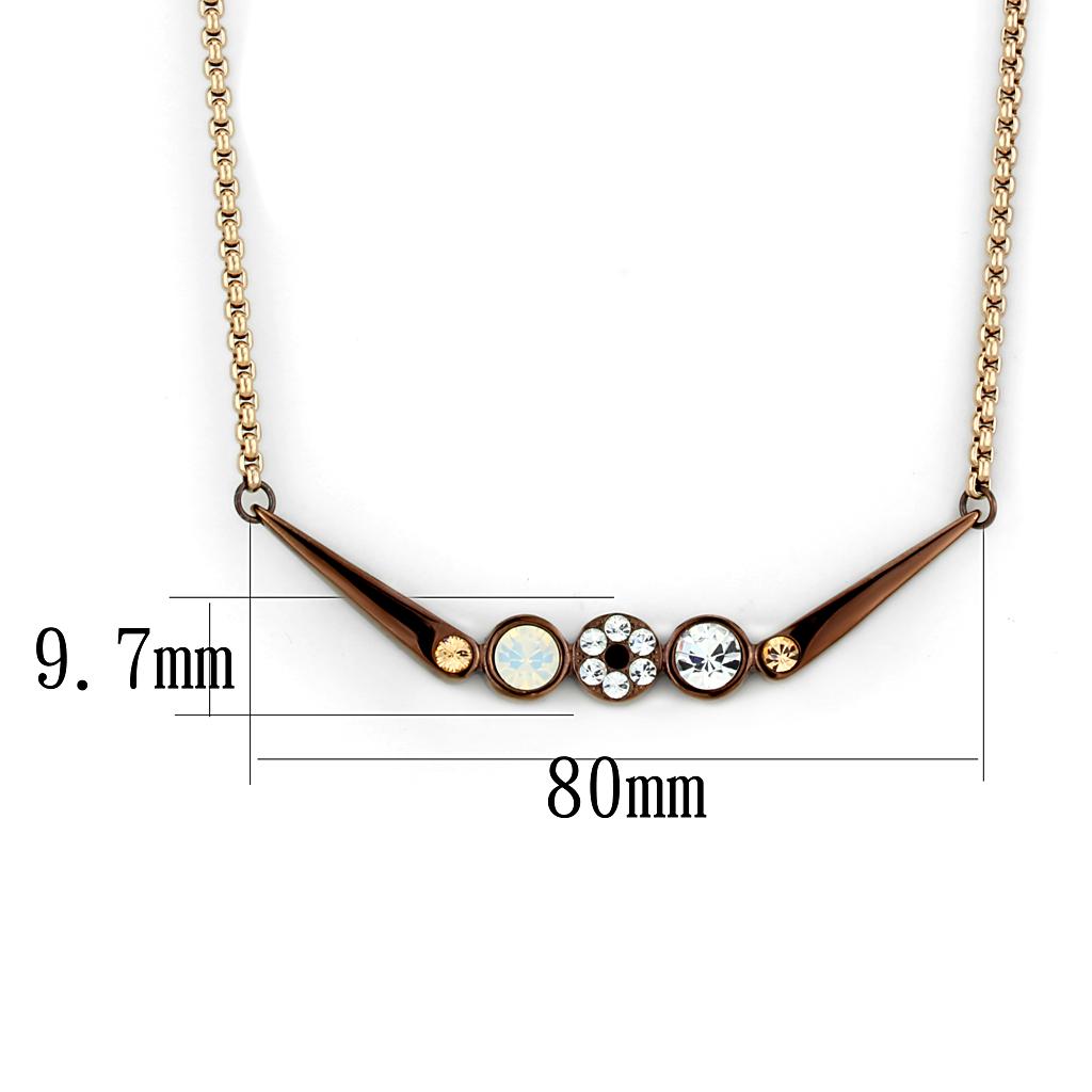 TK2823 - IP Rose Gold & IP light Coffee Stainless Steel Necklace with Top Grade Crystal  in Multi Color-1