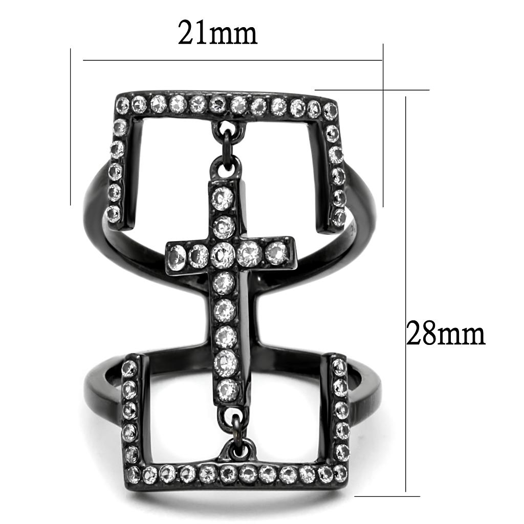 TK2826 - IP Light Black  (IP Gun) Stainless Steel Ring with AAA Grade CZ  in Clear-1