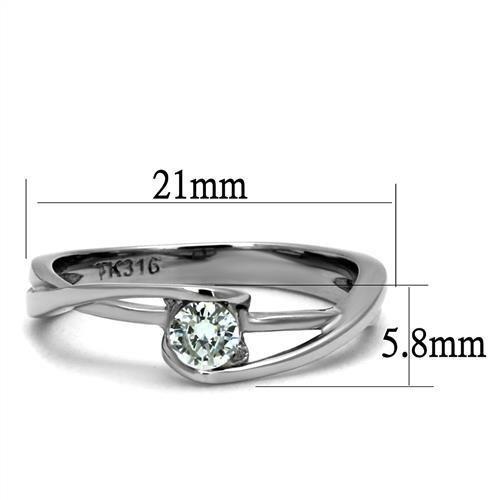 TK2835 - High polished (no plating) Stainless Steel Ring with AAA Grade CZ  in Clear-1