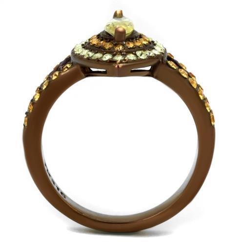 TK2838 - IP Coffee light Stainless Steel Ring with AAA Grade CZ  in Citrine Yellow-2