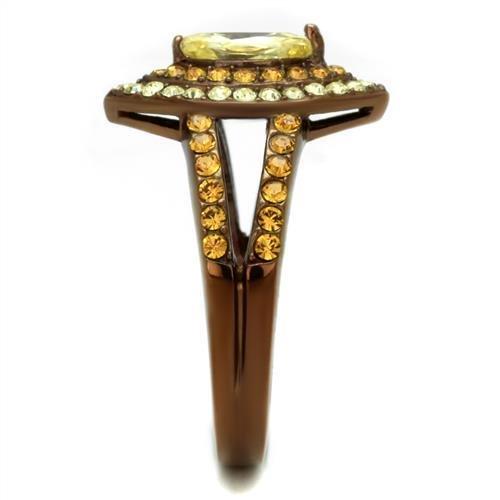 TK2838 - IP Coffee light Stainless Steel Ring with AAA Grade CZ  in Citrine Yellow-3
