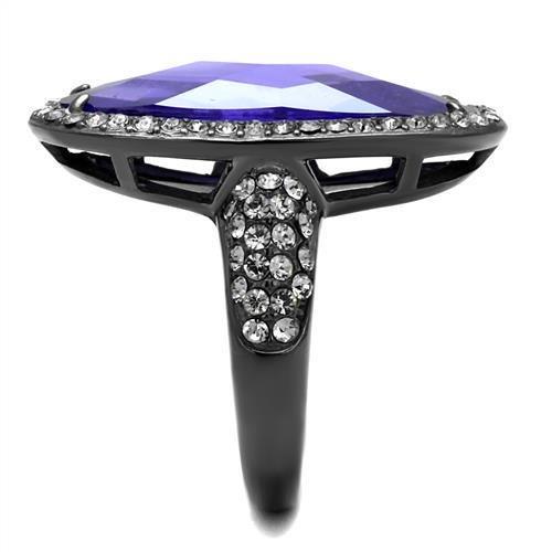 TK2840 - IP Light Black  (IP Gun) Stainless Steel Ring with AAA Grade CZ  in Tanzanite-3
