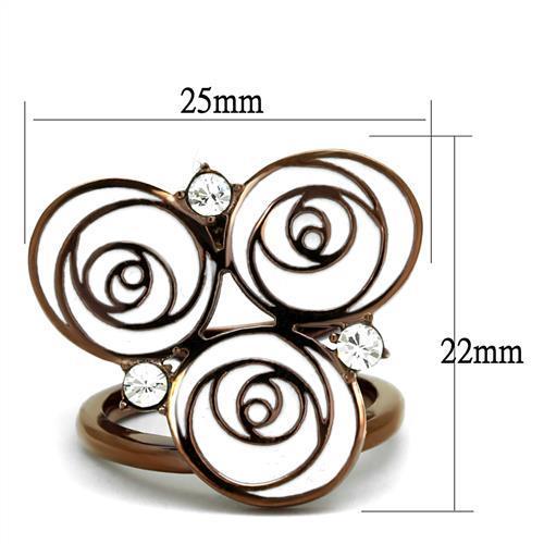 TK2841 - IP Coffee light Stainless Steel Ring with Top Grade Crystal  in Clear-1