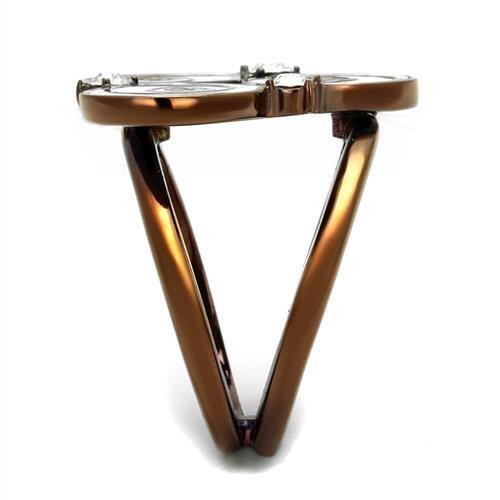 TK2841 - IP Coffee light Stainless Steel Ring with Top Grade Crystal  in Clear-3