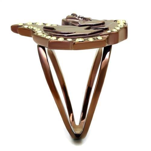 TK2842 - IP Coffee light Stainless Steel Ring with Top Grade Crystal  in Citrine Yellow-3