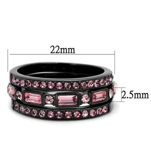 TK2844 - IP Light Black  (IP Gun) Stainless Steel Ring with Top Grade Crystal  in Multi Color-1