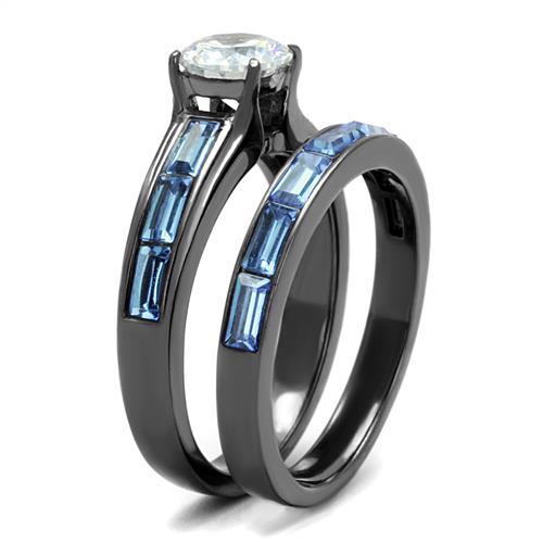 TK2845 - IP Light Black  (IP Gun) Stainless Steel Ring with AAA Grade CZ  in Clear-3