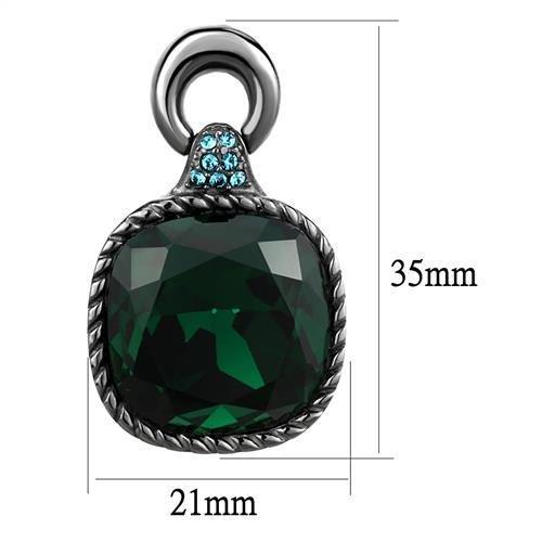 TK2852 - IP Light Black  (IP Gun) Stainless Steel Earrings with Top Grade Crystal  in Emerald-1