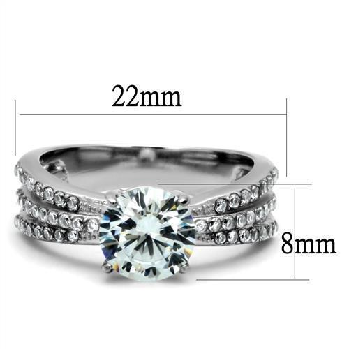 TK2862 - High polished (no plating) Stainless Steel Ring with AAA Grade CZ  in Clear-1