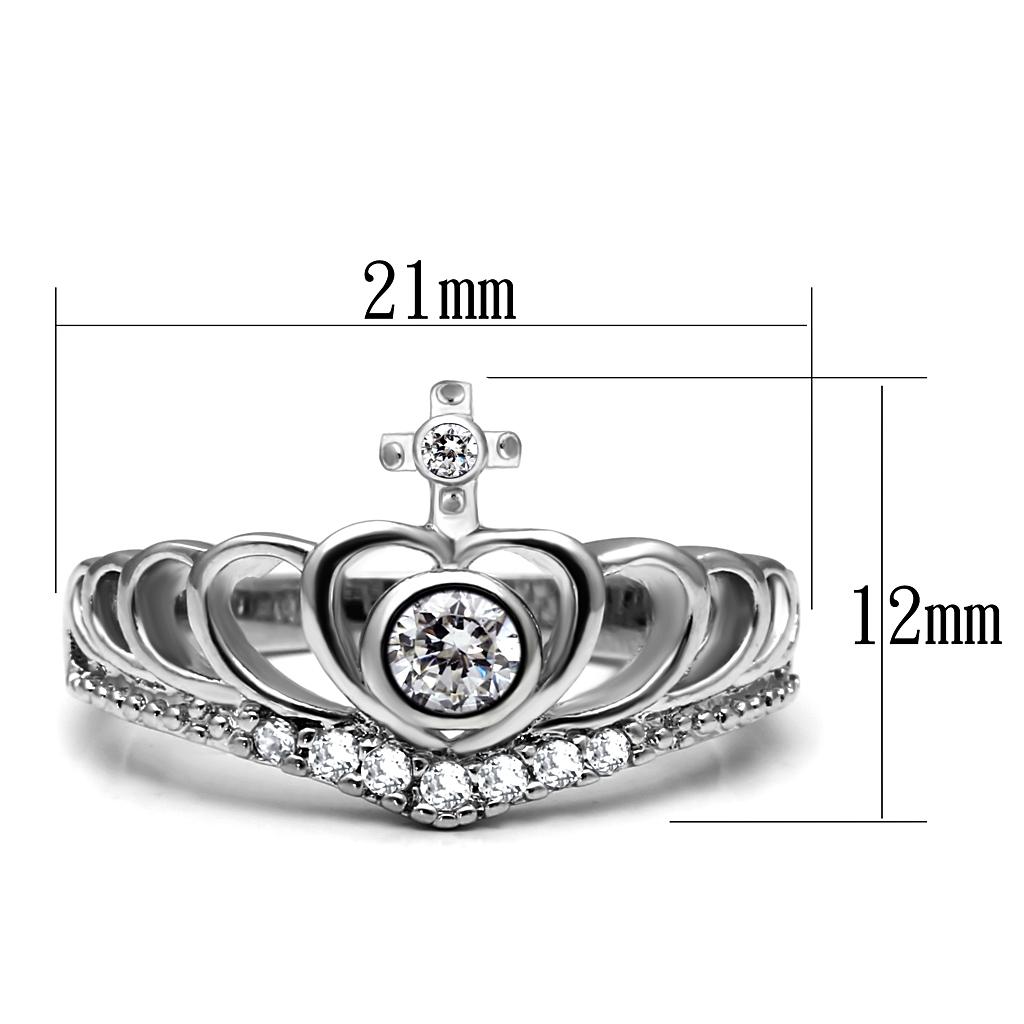 TK2870 - High polished (no plating) Stainless Steel Ring with AAA Grade CZ  in Clear-1