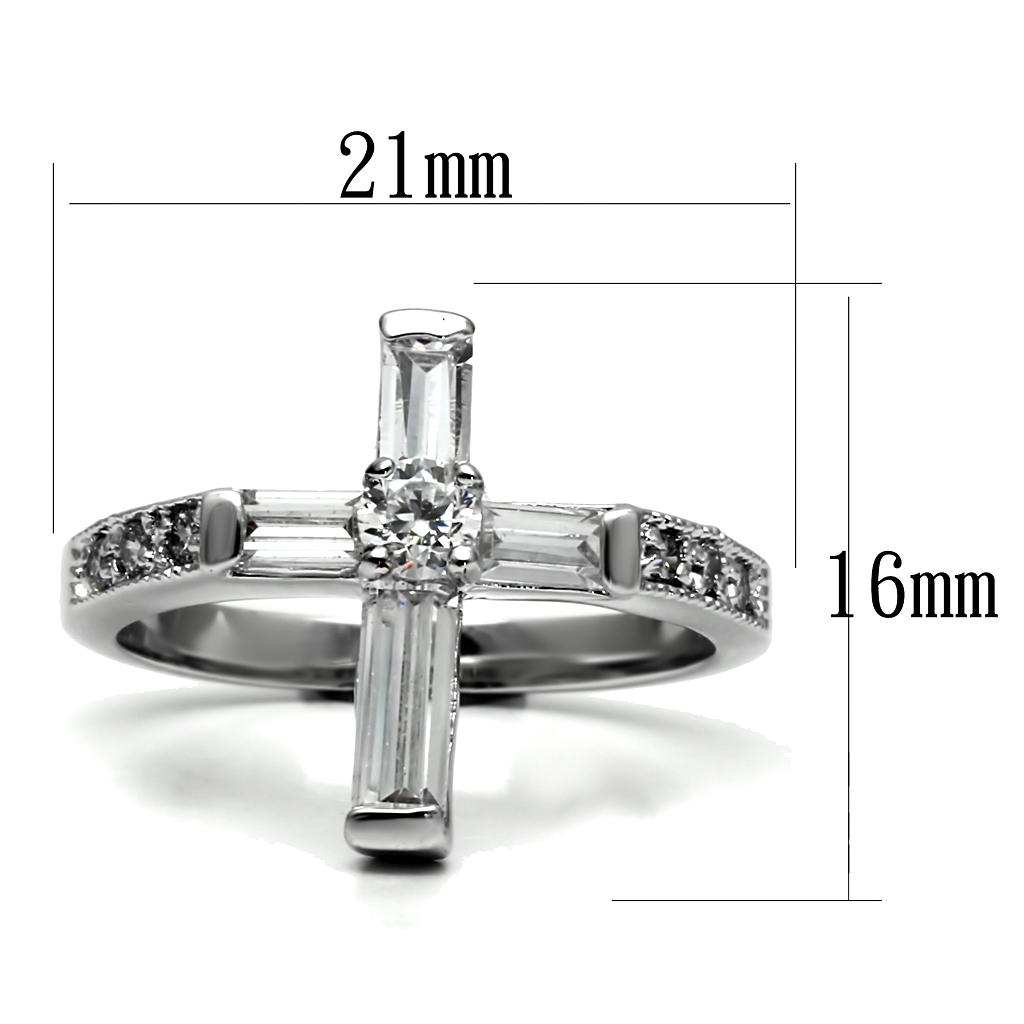 TK2871 - High polished (no plating) Stainless Steel Ring with AAA Grade CZ  in Clear-1