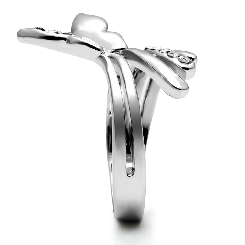 TK2875 - High polished (no plating) Stainless Steel Ring with AAA Grade CZ  in Clear-4