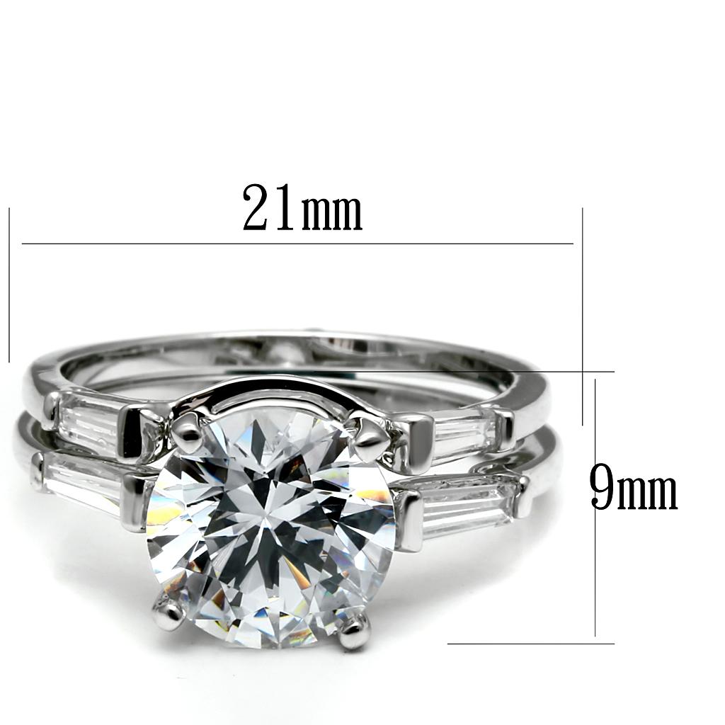 TK2878 - High polished (no plating) Stainless Steel Ring with AAA Grade CZ  in Clear-1