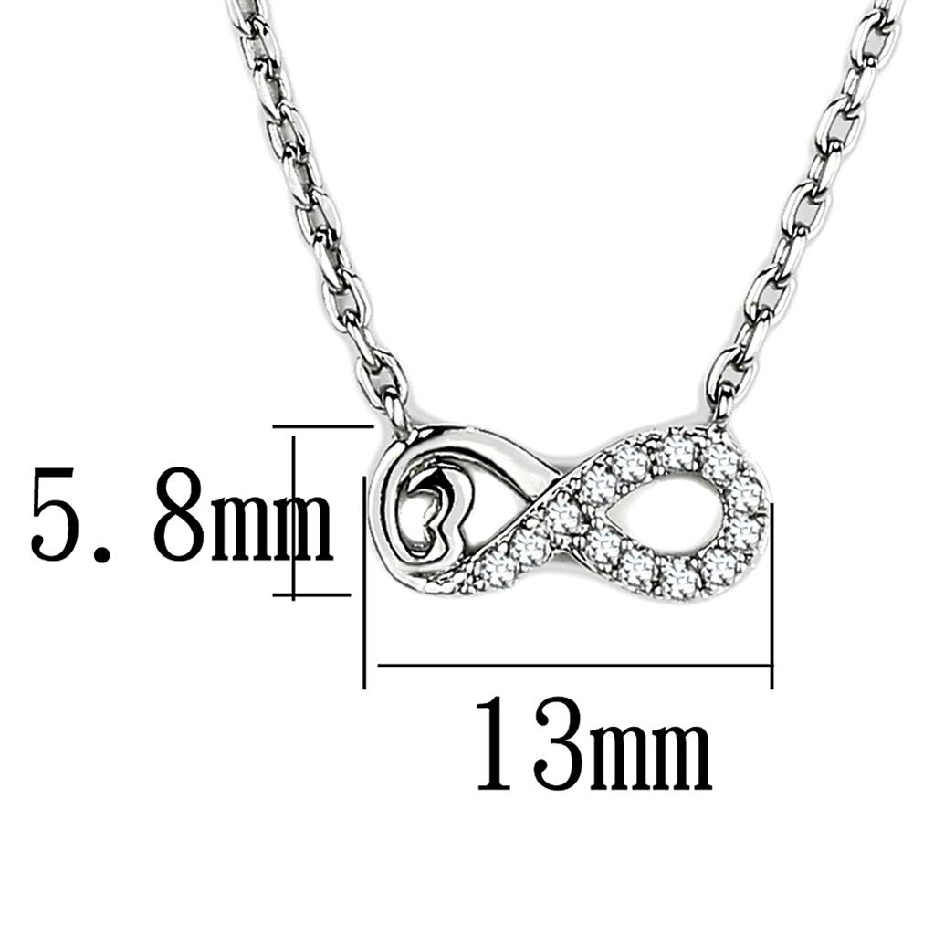 TK2885 - High polished (no plating) Stainless Steel Necklace with AAA Grade CZ  in Clear-1