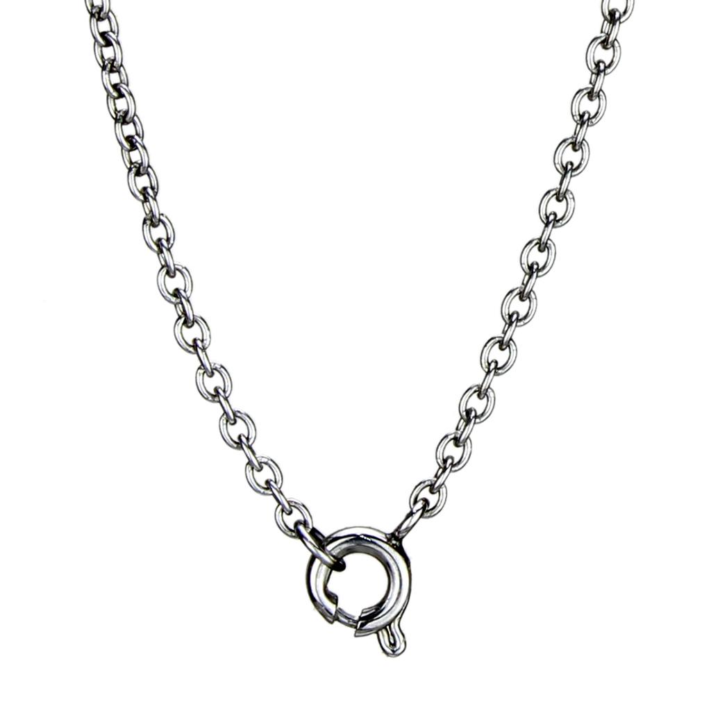 TK2885 - High polished (no plating) Stainless Steel Necklace with AAA Grade CZ  in Clear-2