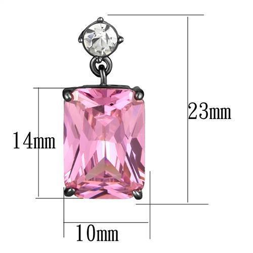 TK2892 - IP Light Black  (IP Gun) Stainless Steel Earrings with AAA Grade CZ  in Rose-1