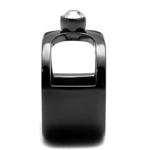 TK2897 - IP Light Black  (IP Gun) Stainless Steel Ring with Top Grade Crystal  in Clear-3