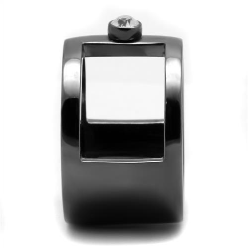 TK2898 - IP Light Black  (IP Gun) Stainless Steel Ring with Top Grade Crystal  in Clear-3