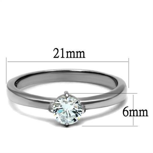 TK2903 - High polished (no plating) Stainless Steel Ring with AAA Grade CZ  in Clear-1