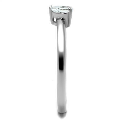TK2904 - High polished (no plating) Stainless Steel Ring with AAA Grade CZ  in Clear-3