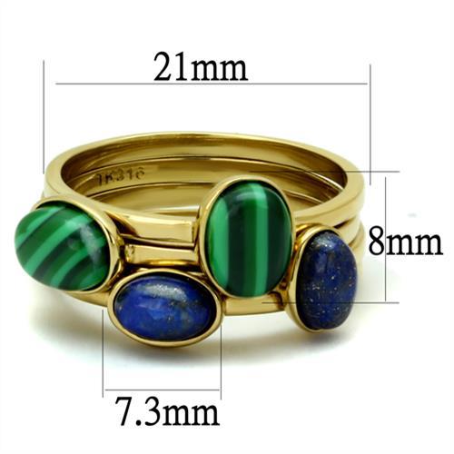 TK2905 - IP Gold(Ion Plating) Stainless Steel Ring with Synthetic MALACHITE in Emerald-1
