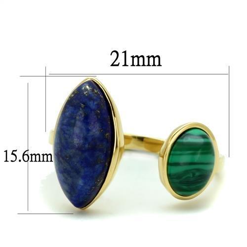 TK2906 - IP Gold(Ion Plating) Stainless Steel Ring with Precious Stone Lapis in Montana-1