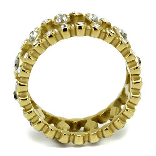 TK2907 - IP Gold(Ion Plating) Stainless Steel Ring with Top Grade Crystal  in Black Diamond-2