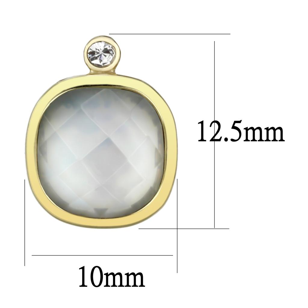 TK2912 - IP Gold(Ion Plating) Stainless Steel Earrings with Precious Stone Conch in White-1