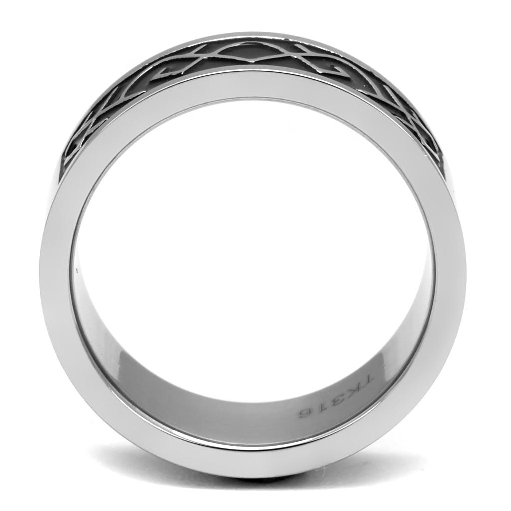 TK2921 - High polished (no plating) Stainless Steel Ring with Epoxy  in Jet-2