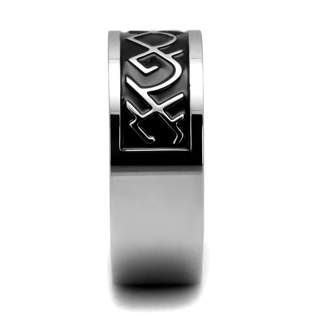 TK2921 - High polished (no plating) Stainless Steel Ring with Epoxy  in Jet-3