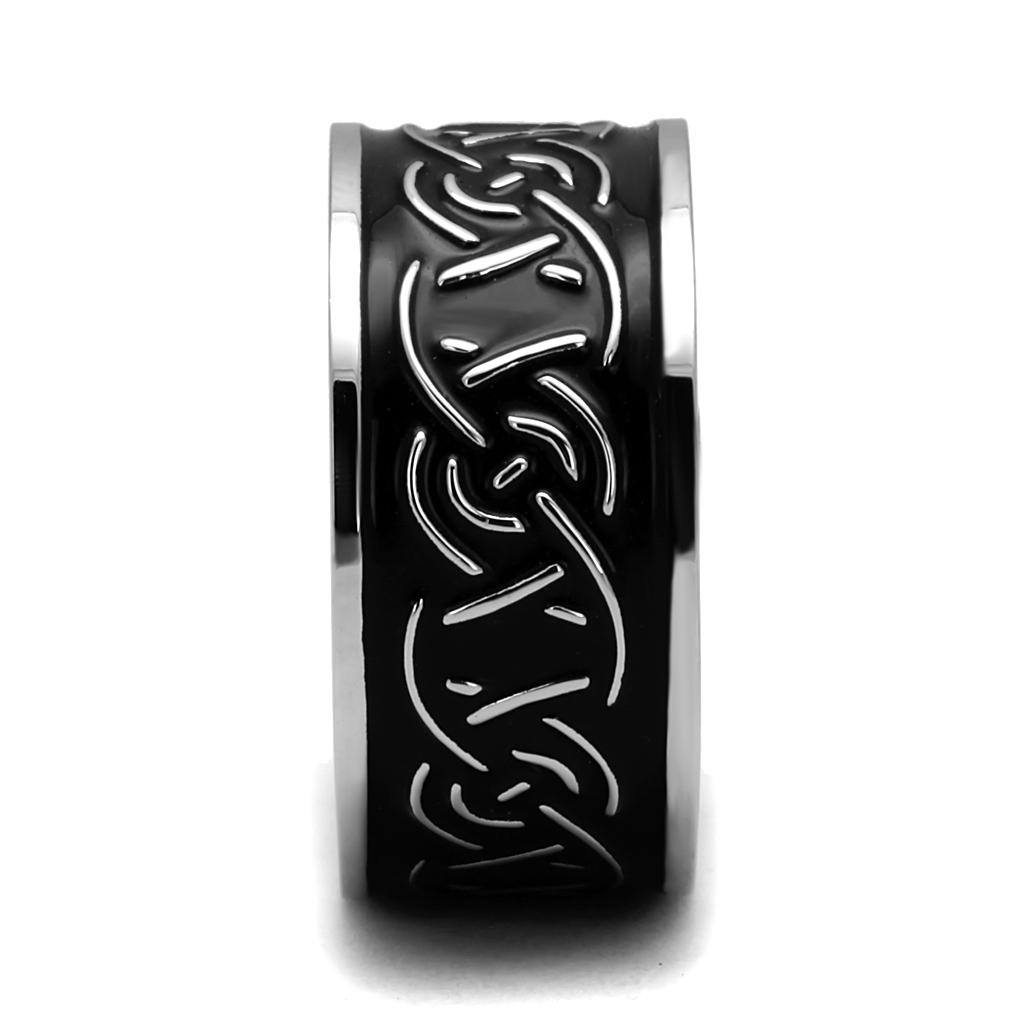 TK2922 - High polished (no plating) Stainless Steel Ring with Epoxy  in Jet-3