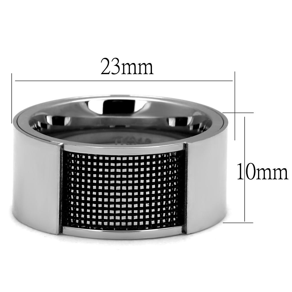 TK2923 - High polished (no plating) Stainless Steel Ring with Epoxy  in Jet-1