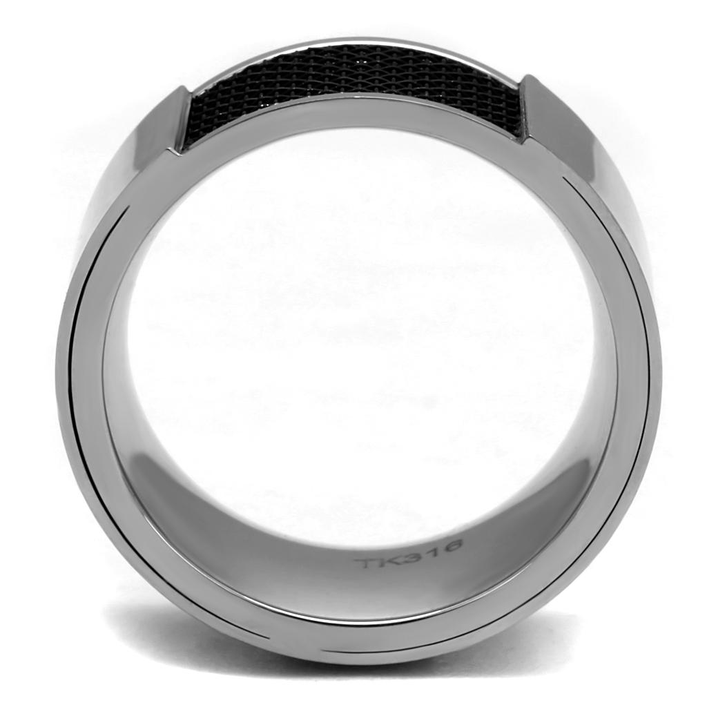 TK2923 - High polished (no plating) Stainless Steel Ring with Epoxy  in Jet-2