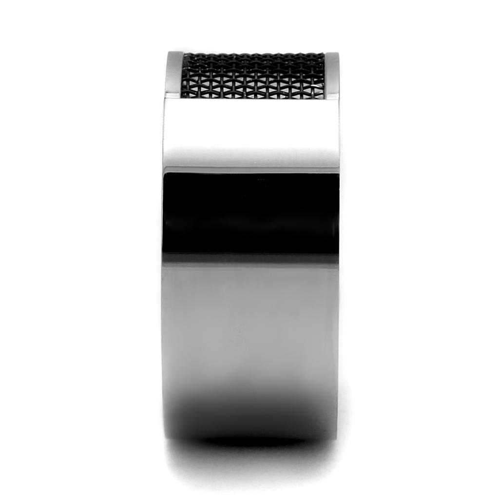 TK2923 - High polished (no plating) Stainless Steel Ring with Epoxy  in Jet-3