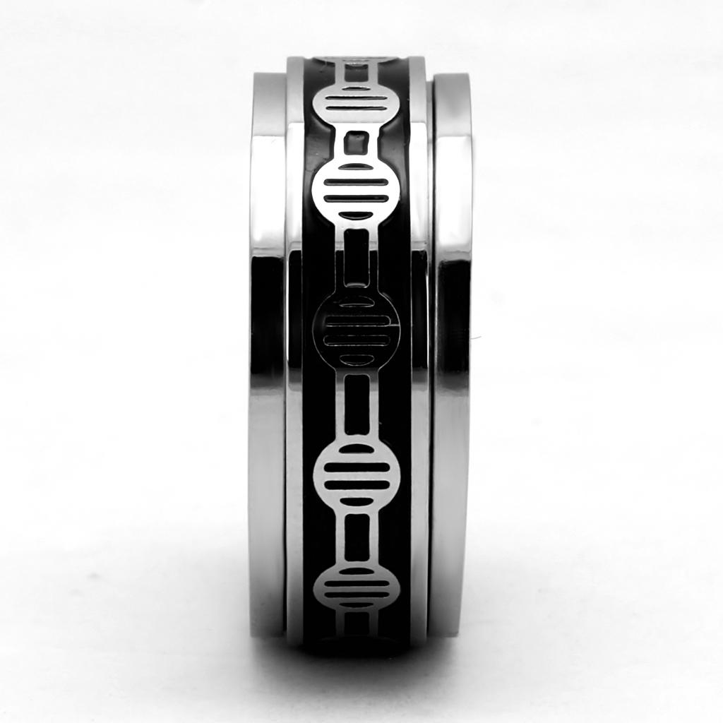TK2924 - High polished (no plating) Stainless Steel Ring with Epoxy  in Jet-3