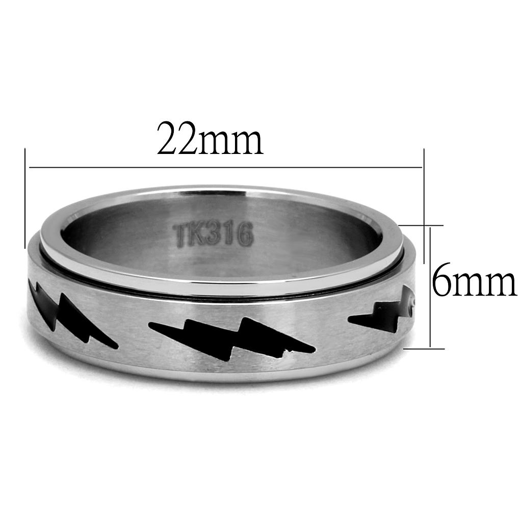 TK2926 - High polished (no plating) Stainless Steel Ring with Epoxy  in Jet-1
