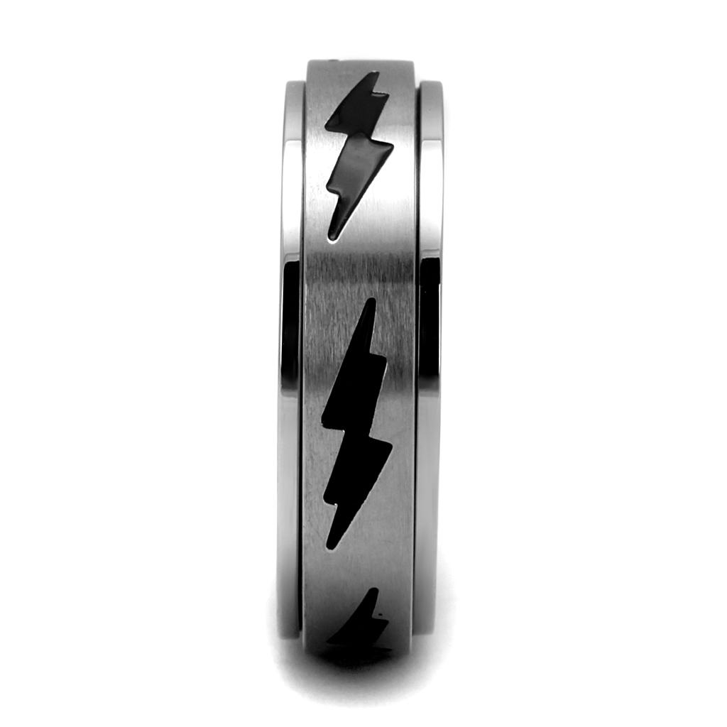 TK2926 - High polished (no plating) Stainless Steel Ring with Epoxy  in Jet-3
