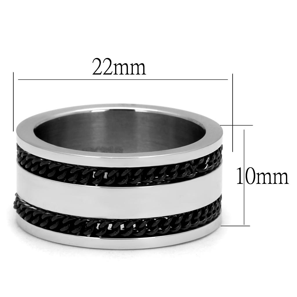 TK2927 - High polished (no plating) Stainless Steel Ring with Epoxy  in Jet-1