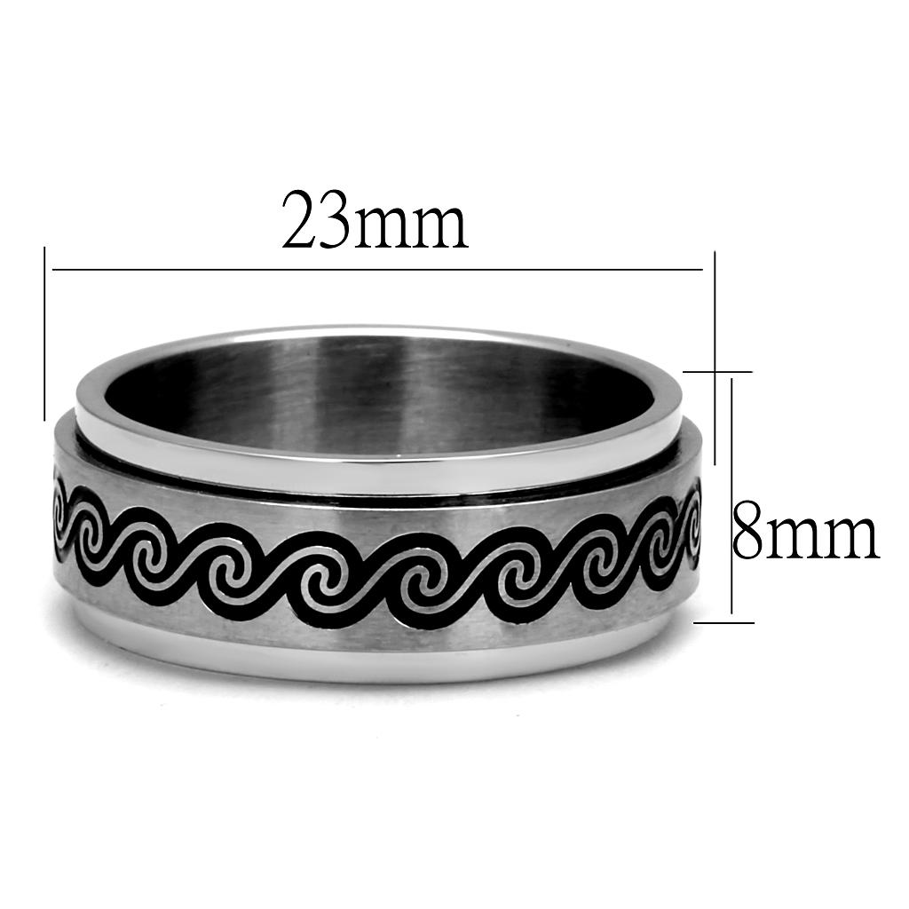 TK2930 - High polished (no plating) Stainless Steel Ring with Epoxy  in Jet-1